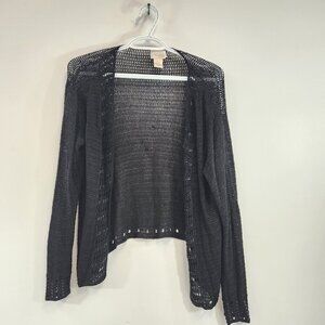Kroshetta Crocheted Beaded Black Cardigan Y2K Size Medium